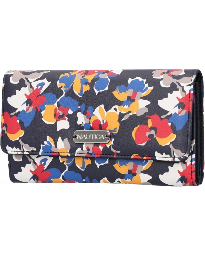 Money Manager RFID Women's Wallet Clutch Organizer (Petal PInk) Floating Floral Indigo $12.72 Wallets