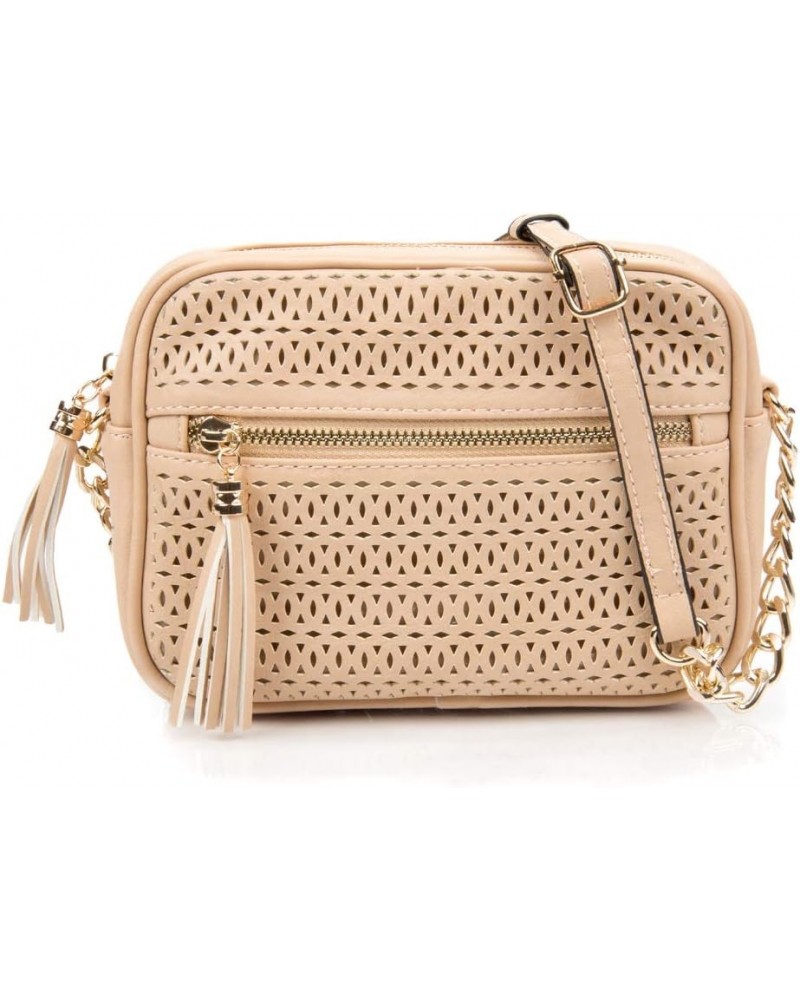 Women's Faux Leather Multi-Pocket Chain Strap Crossbody Clutch Bag for Shopping, Outdoors, Daily Use Beige $30.77 Clutches