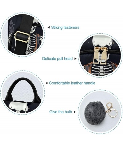 Meditating White Skull Women Backpack Purse Back Zipper Anti Theft Pocket Design Fashion Travel Bag with Pompom Smiling Skull...