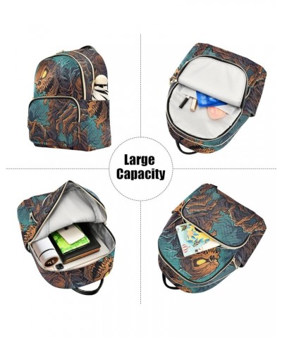 Women's Small Fashion Backpack Zombie Halloween Night Print Ladies Travel Daypack Aesthetic Shoulder Bag 11.4×6.1×14.1 IN $13...