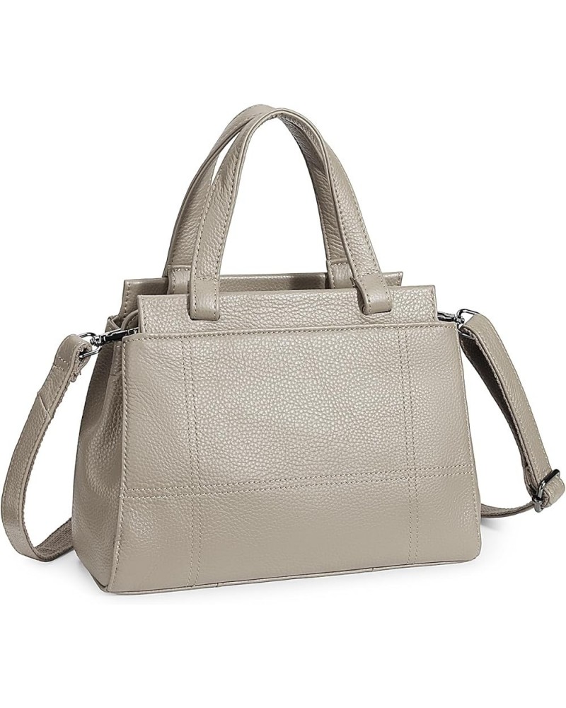 Women's Leather Handbag Purse Shoulder Bag Crossbody Bag Double Zip Pockets Medium Size Beige $17.91 Crossbody Bags