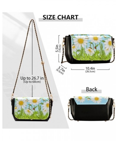 Leather Crossbody Bags,Pink Flower White Black Chain Wallet Crossbody Phone Purses Women's Shoulder Bag Flowers 106 $18.00 Cr...