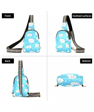 Cute Clouds Crossbody Sling Bag for Women Men Leather Chest Bags Purse Adjustable Cross Body Daypack for Cycling Hiking Runni...