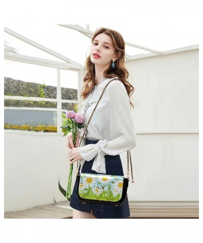 Leather Crossbody Bags,Pink Flower White Black Chain Wallet Crossbody Phone Purses Women's Shoulder Bag Flowers 106 $18.00 Cr...