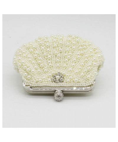 Women's Clutch Bags Shell pearl bag Banquet Clutch Bag Evening Clutch Bag Shoulder Crossbody Bag Size: 28 * 22 * 3cm Off-whit...