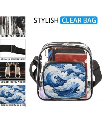 Star Shaped Flower Stadium-Approved Clear Crossbody Bag with Colorful Print Design Surf $10.32 Crossbody Bags