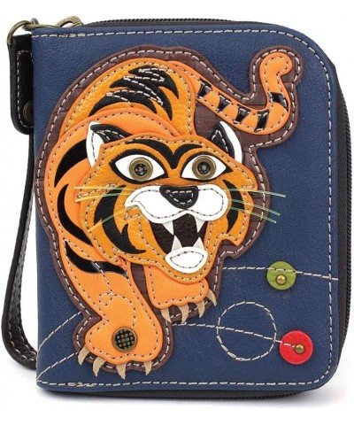 Zip Around Wallet, Wristlet, 8 Credit Card Slots, Sturdy Pu Leather - Flip Flop - Navy Tiger - Navy $18.06 Wristlets