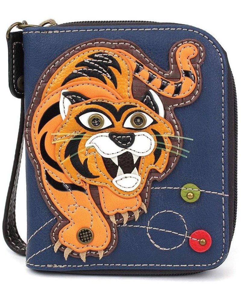 Zip Around Wallet, Wristlet, 8 Credit Card Slots, Sturdy Pu Leather - Flip Flop - Navy Tiger - Navy $18.06 Wristlets