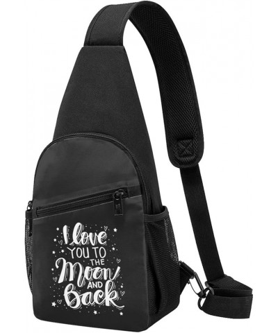 I Love You to The Moon and Back Crossbody Bags Adjustable Travel Hiking Crossbody Bags, For Hiking Outdoor One Size Black $17...