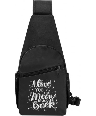 I Love You to The Moon and Back Crossbody Bags Adjustable Travel Hiking Crossbody Bags, For Hiking Outdoor One Size Black $17...