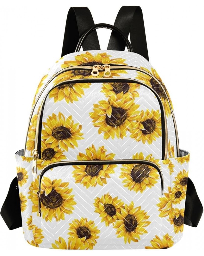 Women Backpack Sunflower Blossom White Background Anti-Theft Travel Backpack with Luggage Belt Lightweight Handbag Lady Purse...