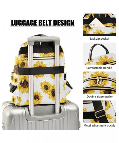 Women Backpack Sunflower Blossom White Background Anti-Theft Travel Backpack with Luggage Belt Lightweight Handbag Lady Purse...