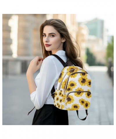 Women Backpack Sunflower Blossom White Background Anti-Theft Travel Backpack with Luggage Belt Lightweight Handbag Lady Purse...