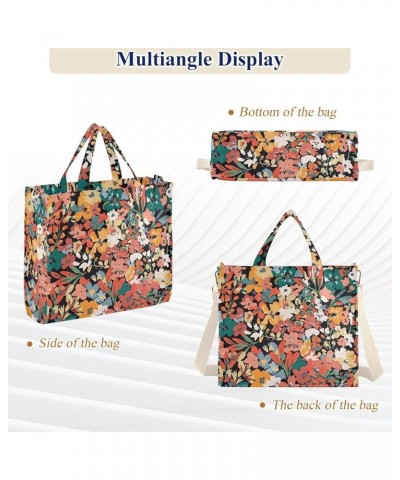 Shoulder Tote Women Autumn Leaves Pumpkin Travel Bag Tote Christmas Hostess Gift Crossbody Tote Flowers Watercolor Plant $9.9...