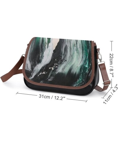 Printed Crossbody Bag Shoulder Bag PU Leather Women's Designer Satchels Artistic Peacock Flowers Color9 $24.50 Satchels