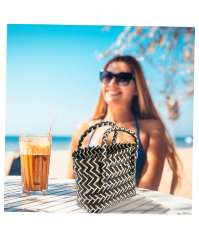 2pcs Woven Bag Basket Bag Plastic Pp Miss To Weave Black Beigex4pcs $11.99 Totes