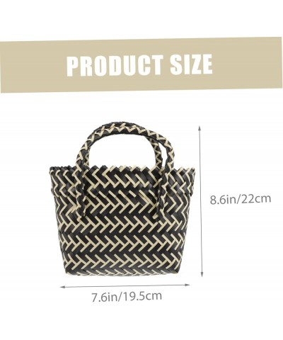 2pcs Woven Bag Basket Bag Plastic Pp Miss To Weave Black Beigex4pcs $11.99 Totes