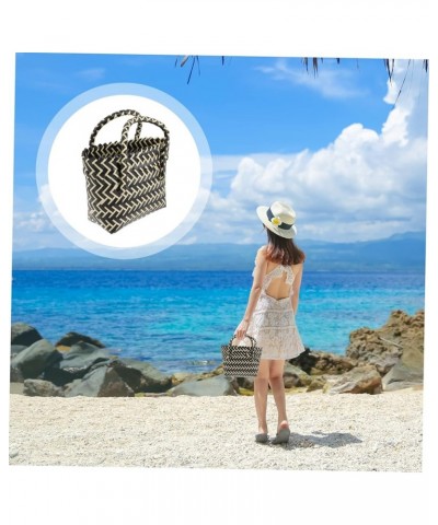 2pcs Woven Bag Basket Bag Plastic Pp Miss To Weave Black Beigex4pcs $11.99 Totes