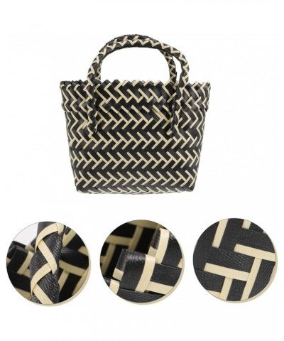 2pcs Woven Bag Basket Bag Plastic Pp Miss To Weave Black Beigex4pcs $11.99 Totes