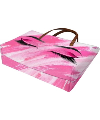 Printing Tote Handbag for Women Polyester Commuter Bag Large Shoulder Handbags Zipper Purses with Handles Pink Eyes $19.94 Totes