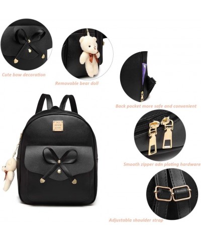 Cute PU leather 3pcs set backpack mini purse shoulder bag for women teen girls Rucksack for Ladies Shoulder Bag Apricot $15.5...