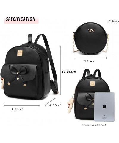 Cute PU leather 3pcs set backpack mini purse shoulder bag for women teen girls Rucksack for Ladies Shoulder Bag Apricot $15.5...