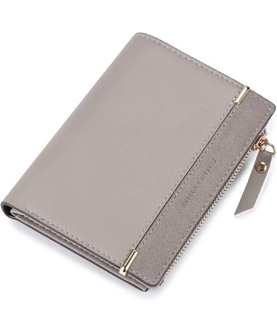 Womens Small Compact Bifold PU Leather Pocket Wallet Ladies Mini Purse with Zipper Coin Pocket (Red) Grey $10.07 Wallets