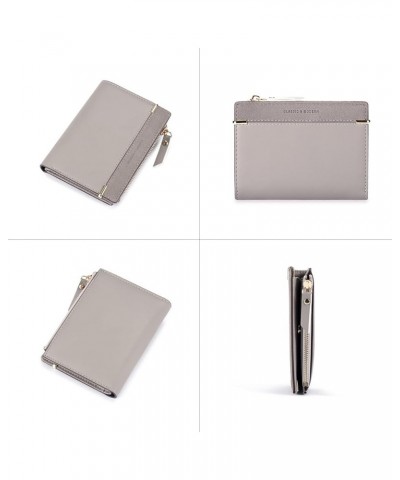 Womens Small Compact Bifold PU Leather Pocket Wallet Ladies Mini Purse with Zipper Coin Pocket (Red) Grey $10.07 Wallets