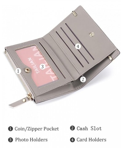 Womens Small Compact Bifold PU Leather Pocket Wallet Ladies Mini Purse with Zipper Coin Pocket (Red) Grey $10.07 Wallets