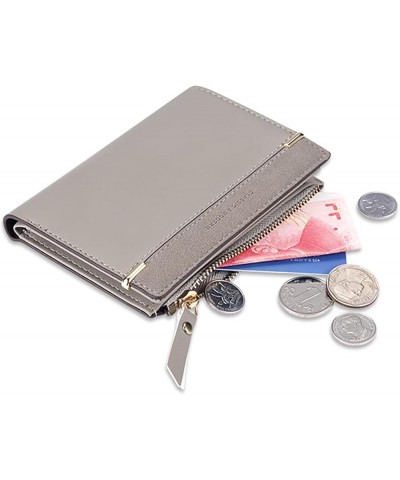 Womens Small Compact Bifold PU Leather Pocket Wallet Ladies Mini Purse with Zipper Coin Pocket (Red) Grey $10.07 Wallets