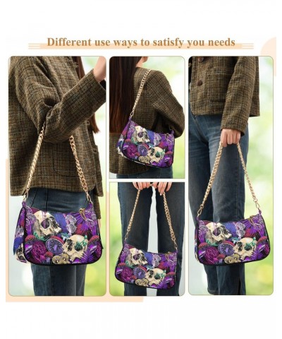 Colorful Skull Mushroom Shoulder Bag for Women Chain Tote Bags Trendy Underarm Handbag Clutch Purse with Zipper Closure $14.1...