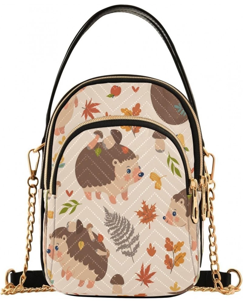 Cute Hedgehogs Crossbody Bags for Women Quilted Chain Crossbody Purses Trendy Autumn Cross Body Phone Purse Handbag $13.51 Cr...