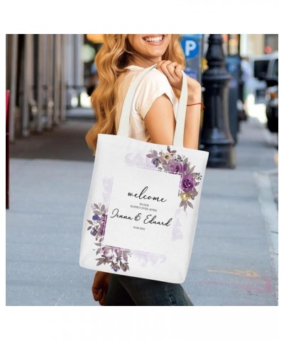 Canvas Tote Bag Aesthetic for Women 13x15 In Custom Wedding Violet for Beach Bag Shoulder Bag Reusable Grocery Bags Style-12 ...