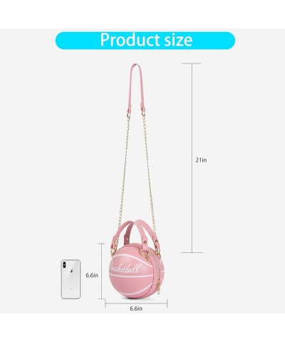 Women's basketball shoulder bag Messenger Bag handbag mini round bag PU bag, Zipper closure, suitable for women Pink $11.50 S...