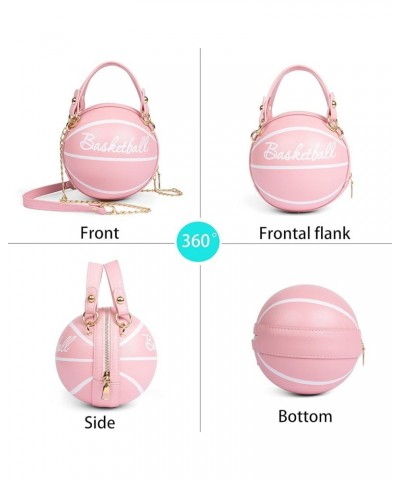 Women's basketball shoulder bag Messenger Bag handbag mini round bag PU bag, Zipper closure, suitable for women Pink $11.50 S...