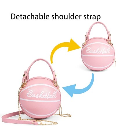 Women's basketball shoulder bag Messenger Bag handbag mini round bag PU bag, Zipper closure, suitable for women Pink $11.50 S...