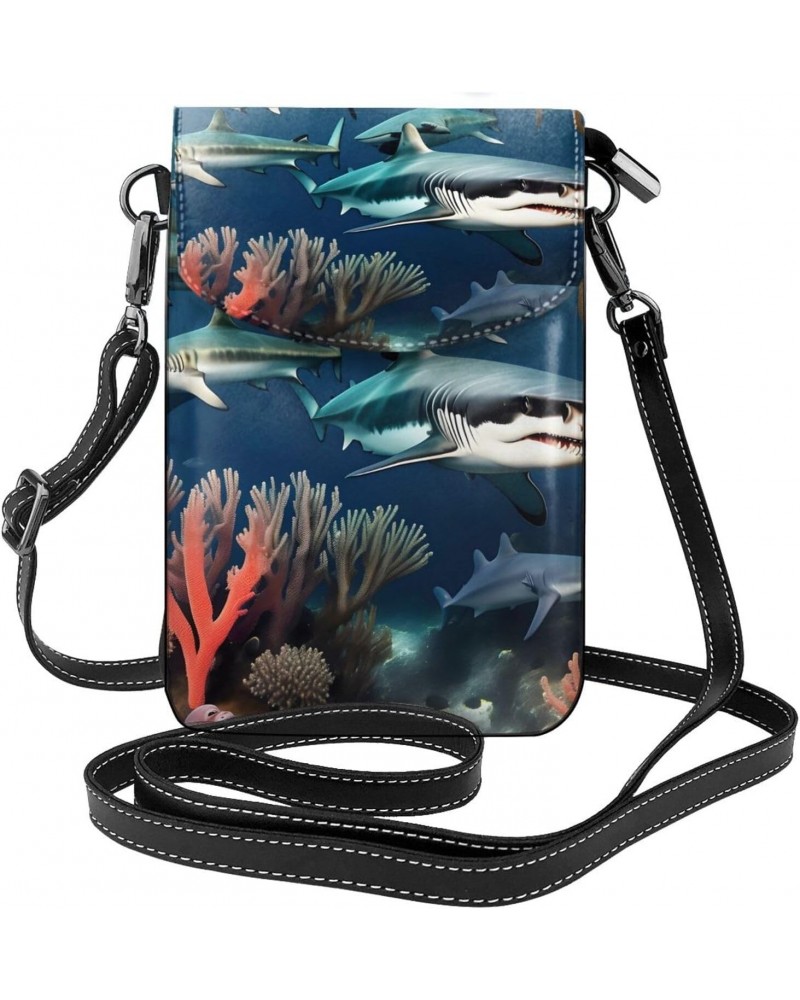 Sharks Under The Sea Crossbody, Zippered Cell Phone Wallet With Card Slot, Removable Shoulder Strap, 7.6 X 4.9 Inches $13.78 ...