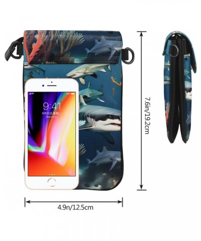 Sharks Under The Sea Crossbody, Zippered Cell Phone Wallet With Card Slot, Removable Shoulder Strap, 7.6 X 4.9 Inches $13.78 ...