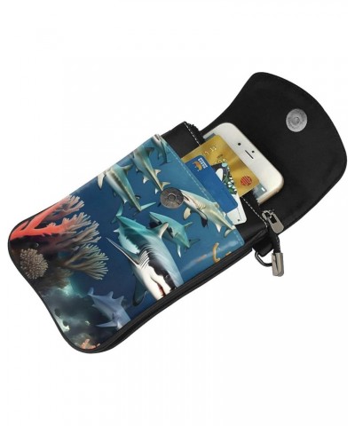 Sharks Under The Sea Crossbody, Zippered Cell Phone Wallet With Card Slot, Removable Shoulder Strap, 7.6 X 4.9 Inches $13.78 ...