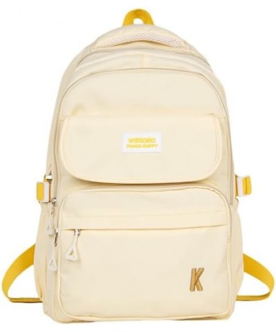 Simple Women's Large Capacity Multi-compartment Backpack Solid Color Outdoor Travel Bag, Yellow, 30 * 16 * 44CM 30*16*44CM Wh...