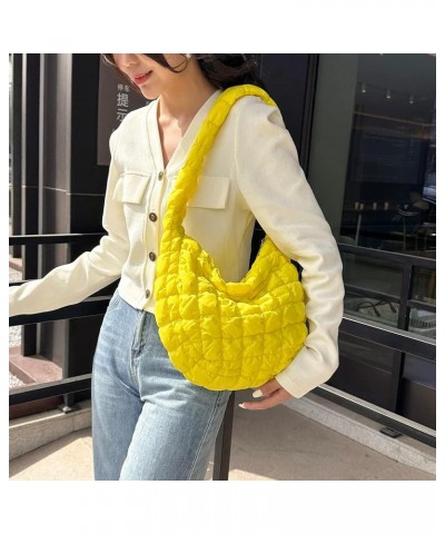 Women Handbags Quilted Check Female Hand Bag Large Capacity Solid Color Casual Fashion Elegant for Weekend Vacation Yellow $8...