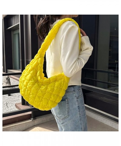 Women Handbags Quilted Check Female Hand Bag Large Capacity Solid Color Casual Fashion Elegant for Weekend Vacation Yellow $8...