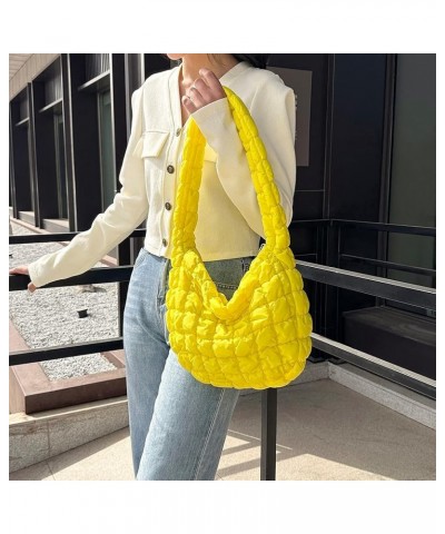 Women Handbags Quilted Check Female Hand Bag Large Capacity Solid Color Casual Fashion Elegant for Weekend Vacation Yellow $8...