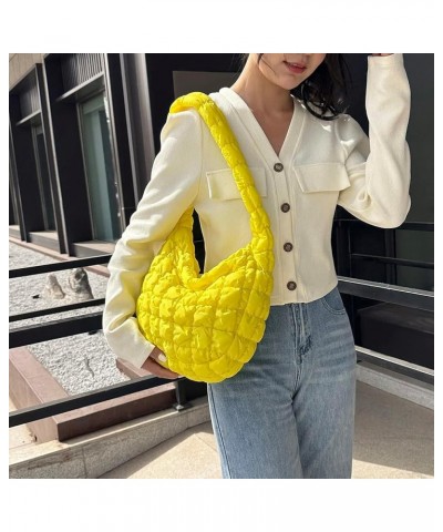 Women Handbags Quilted Check Female Hand Bag Large Capacity Solid Color Casual Fashion Elegant for Weekend Vacation Yellow $8...