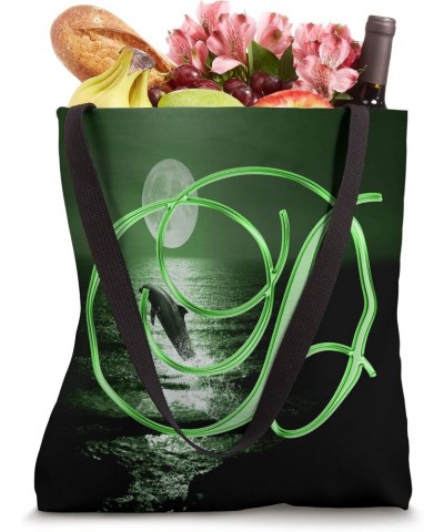 D Dolphin Green Animal Ocean Moon Sea Initial Letter Name Tote Bag $10.05 Totes