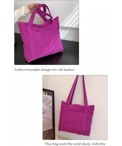 Corduroy Tote Bag Messenger Bag Shoulder Hobo Crossbody Zipper Bag Casual Work Shopping Women Purple $10.25 Totes