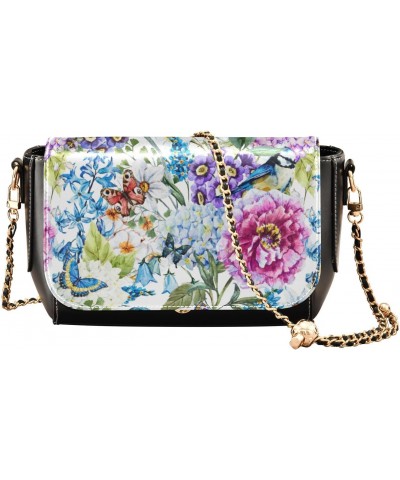 Vintage Flowers Birds Shoulder Bag for Dating Women Trendy Small Black Purses with Credit Card Slots Little Purse $16.00 Cros...