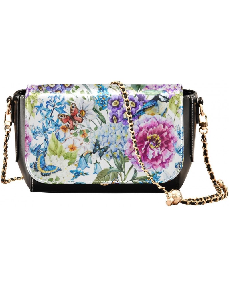 Vintage Flowers Birds Shoulder Bag for Dating Women Trendy Small Black Purses with Credit Card Slots Little Purse $16.00 Cros...