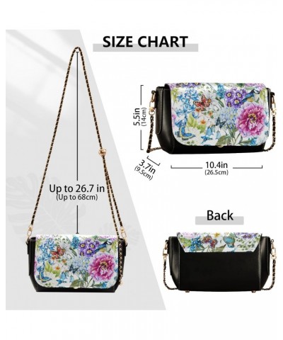 Vintage Flowers Birds Shoulder Bag for Dating Women Trendy Small Black Purses with Credit Card Slots Little Purse $16.00 Cros...