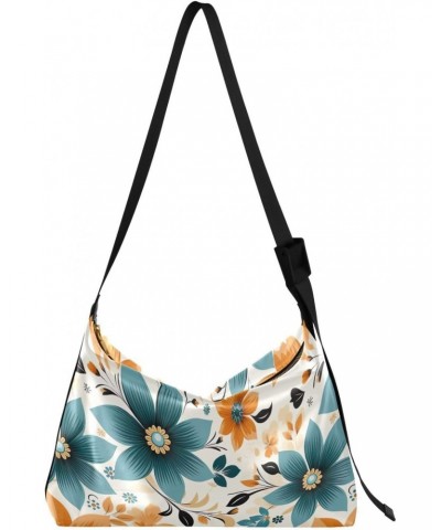 Flowers Floral Orange Blue Crossbody Bag for Women Men with Adjustable Strap PU Leather Shoulder Hobo Purse Bag 20851452 $15....